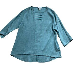 Emmelle Women's Blouse Top Round Neck Pullover Green Size 0